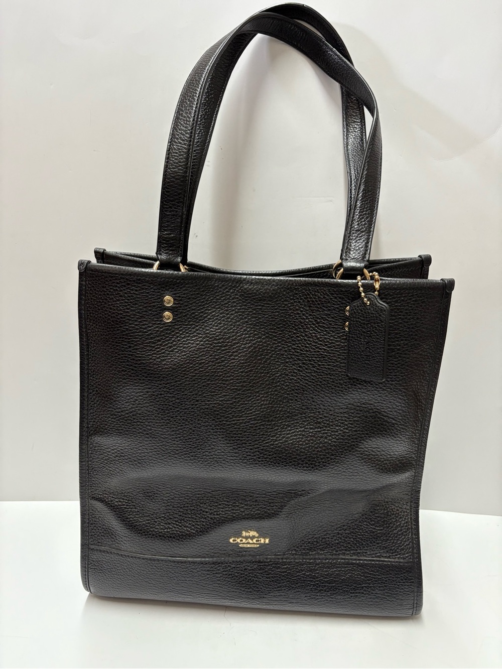 Coach Dempsey Black Pebbled Leather Tote Shoulder Bag